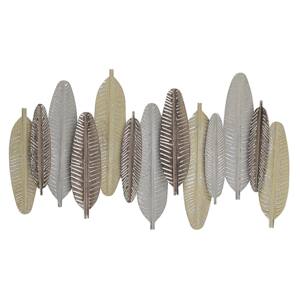 Wall Decor Feathers Gold and Silver Metal 66 x 37 cm Industrial Modern Beliani