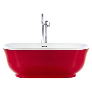 Freestanding Bath Red Sanitary Acrylic Oval Single 170 x 77 cm Modern Design Beliani
