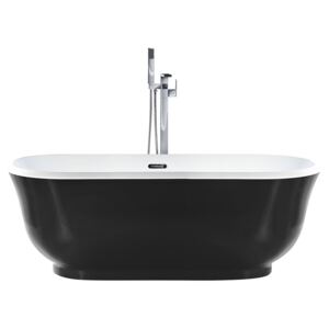 Freestanding Bath Black Sanitary Acrylic Oval Single 170 x 77 cm Modern Design Beliani