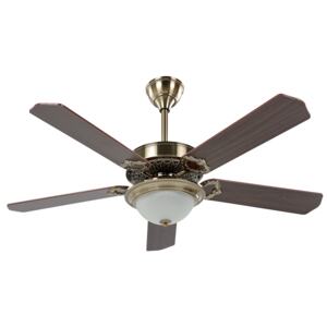 Traditional Ceiling Fan with Light Gold and Dark Wood Metal 5 Blades Remote Control Beliani