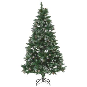 Artificial Christmas Tree Green Pre Lit 180 cm Synthetic Show Frosted Flocked Branches LED Fairy Lights Pine Cones Holiday Beliani