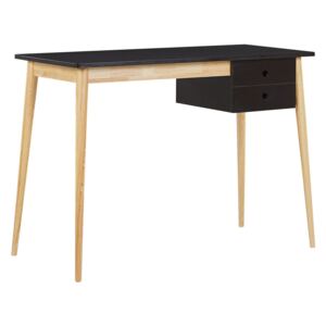 Home Office Desk Black and Light Wood MDF Wood 106 x 48 cm with Drawer Retro Beliani