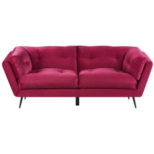 Sofa Burgundy Velvet Metal Legs 210 x 90 cm with Cushions Retro Beliani
