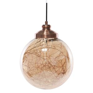 Pendant Lamp Glass Copper Elements Globe Shape Modern Beliani