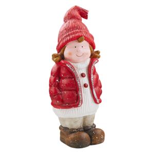 Figurine Red Ceramic Handmade Christmas Winter Decoration Child Snow Toy Beliani