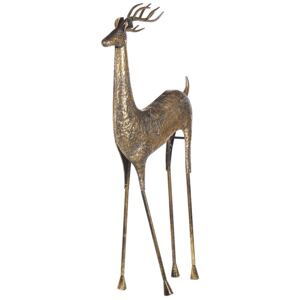 Statue Gold Reindeer Metal Gloss Finish 126 cm Christmas Accent Figure Decorative Item Beliani