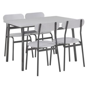 Dining Set Grey Top Black Steel Legs Rectangular Table 110 x 70 cm 4 Chairs Modern Beliani