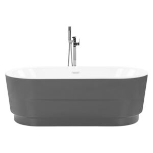 Freestanding Bath Black Sanitary Acrylic Oval Single 170 x 80 cm Modern Design Minimalist Beliani