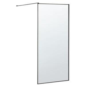Shower Screen Black Tempered Glass Stainless Steel Frame Wet Room Bathroom Doorless Enclosure 90 x 190 cm Beliani