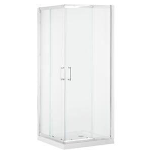 Shower Enclosure Silver Tempered Glass Aluminum Frame Double Door 80x80x185cm Modern Design Beliani