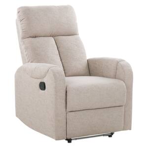 Recliner Chair Beige Fabric Upholstery Polyester White LED Light USB Port Modern Design Living Room Armchair Beliani