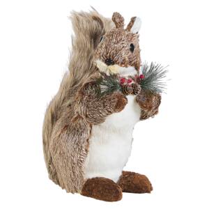 Decorative Figurine Brown Synthetic Fur Squirrel 40 cm Christmas Decor Gift Beliani