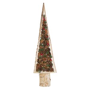 Decorative Figurine Christmas Tree Light Wood 96 cm with Pine Cones Rustic Boho Design Beliani