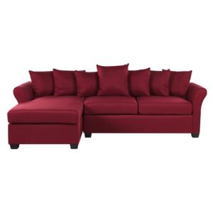 Corner Sofa Dark Red Fabric Black Legs Minimalistic Style Living Room Beliani