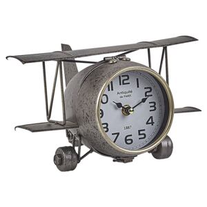 Table Clock Airplane Shape Metal Silver Vintage Beliani