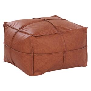 Pouffe Brown Faux Leather 60 x 60 cm Square PU Ottoman Footstool Beliani