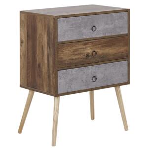 Sideboard Dark Wood with Grey Particle Board Rustic Design Chest 3 Drawers Living Room Storage Beliani