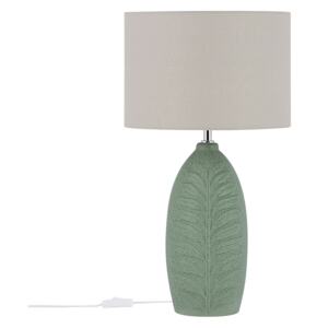 Bedside Table Lamp Green and Grey Ceramic 59 cm Leaf Pattern Modern Scandinavian Beliani