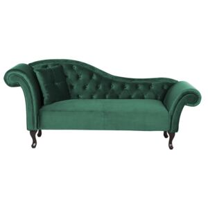 Chaise Lounge Dark Green Velvet Button Tufted Upholstery Left Hand with Cushion Beliani