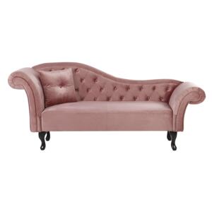 Chaise Lounge Dark Pink Velvet Button Tufted Upholstery Left Hand with Cushion Beliani