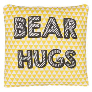 Kids Cushion Yellow Cotton 40 x 40 cm Bear Hugs Print Triangle Pattern Square Shape Children Room Beliani
