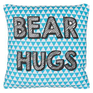 Kids Cushion Blue Cotton 40 x 40 cm Bear Hugs Print Triangle Pattern Square Shape Children Room Beliani