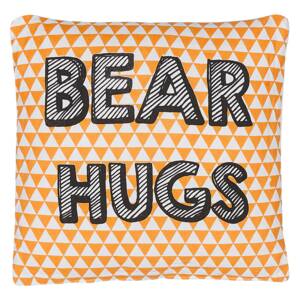 Kids Cushion Orange Cotton 40 x 40 cm Bear Hugs Print Triangle Pattern Square Shape Children Room Beliani