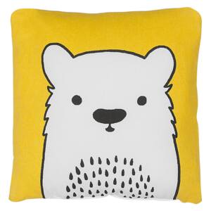 Kids Cushion Yellow Fabric Bear Image Pillow with Filling Soft Children's Toy Beliani