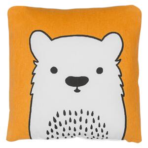Kids Cushion Orange Fabric Bear Image Pillow with Filling Soft Children's Toy Beliani