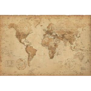 Poster World Map - Antique Style, (91.5 x 61 cm)