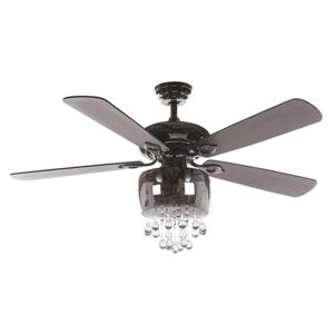 Ceiling Fan with Light Black Glass Metal Plywood Reversible Blades with Remote Control 3 Speeds Switch Timer Glamour Retro Design Beliani