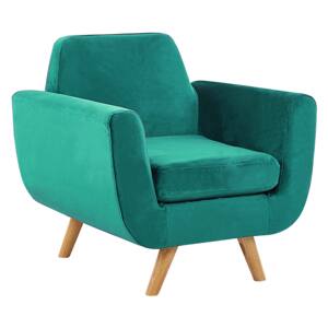 Armchair Grey Velvet Upholstery on Slanted Wooden Legs with Removable Cover Retro Style Beliani
