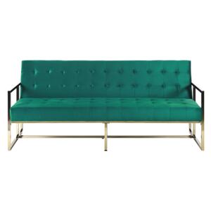 Sofa Bed Green Velvet Tufted Upholstery 3 Seater Gold Metal Frame with Armrests Retro Style Beliani