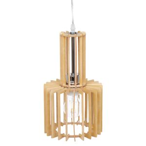 Hanging Lamp Light Wood MDF Metal Pendant Lighting Open Shade Boho Design Kitchen Living Room Decorations Beliani
