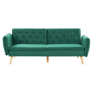 Sofa Bed Dark Green Velvet Upholstered Convertible Couch Modern Design Buttoned Backrest Beliani