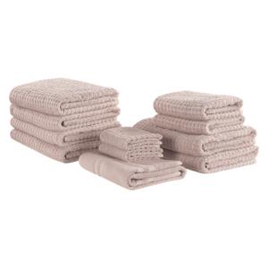 Set of 11 Towels Pink Cotton Low Twist Guest Hand Bath Towel Bath Sheet and Bath Mat Beliani