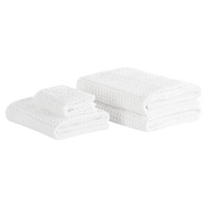 Set of 4 Towels White Cotton Zero Twist Guest Hand Bath Towels and Bath Mat Beliani