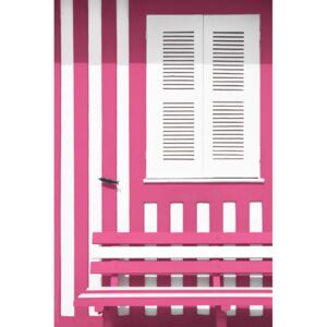 House facade with Pink and White Stripes, (85 x 128 cm)