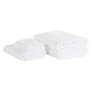Set of 4 Towels White Cotton Low Twist Guest Hand Bath Towels and Bath Sheet Beliani