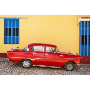 Red Classic Car in Trinidad, (128 x 85 cm)