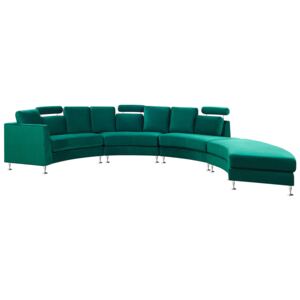 Curved Sofa Dark Green Velvet Upholstery Modular 8-Seater Adjustable Headrests Modern Beliani