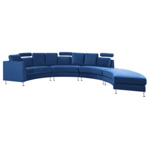 Curved Sofa Navy Blue Velvet Upholstery Modular 8-Seater Adjustable Headrests Modern Beliani