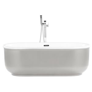 Freestanding Bath Glossy Silver Sanitary Acrylic Single Oval Modern Minimalist Design Beliani