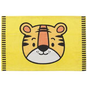 Area Rug Yellow Tiger Print 60 x 90 cm Low Pile Runner for Children Playroom Beliani