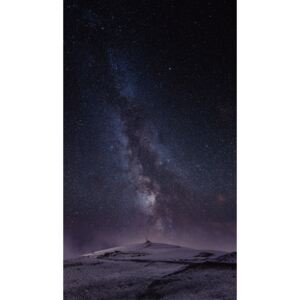 Astrophotography picture of St Lary landscape with milky way on the night sky., (22.5 x 40 cm)