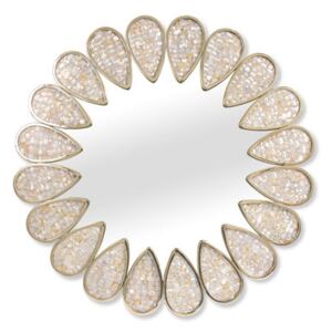 Petal Wall mirror - / Mother-of-pearl mosaic - Ø 81 cm by Jonathan Adler White/Gold