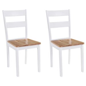 VidaXL Dining Chairs 2 pcs White Solid Rubber Wood
