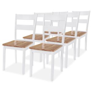 VidaXL Dining Chairs 6 pcs White Solid Rubber Wood