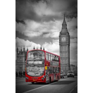 LONDON Houses Of Parliament & Red Bus, (85 x 128 cm)