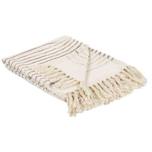 Blanket Beige Cotton with Tassels Rectangular 128 x 164 cm Bed Throw Decoration Beliani